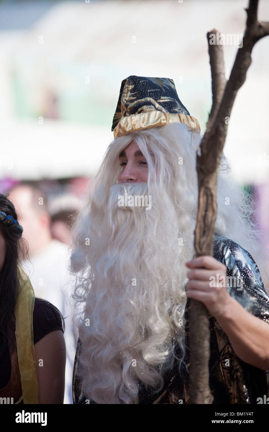 Gainesville FL - January 2009 - Man dressed in period clothing as a wizard at Hoggetowne Medieval Faire in Gainesville, Florida Stock Photo