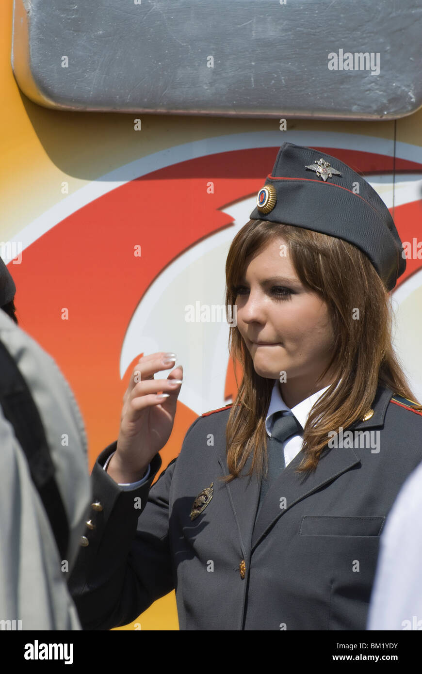 Beatiful Russian police officer Stock Photo