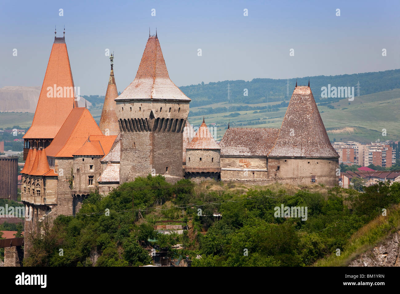 Gothic Carvin Castle, Hunedoara, Romania, Europe Stock Photo