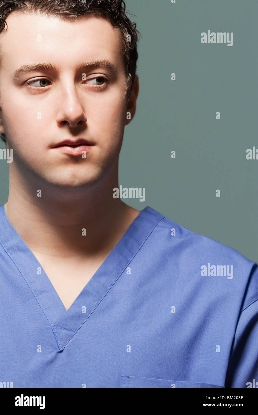 Close-up of a doctor thinking Stock Photo