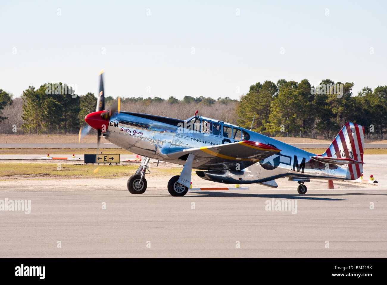 Ocala, FL Jan 2009 P51 Mustang landing at the airport for an air