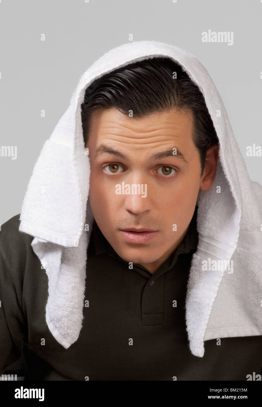 Portrait of a man suffering from cold Stock Photo - Alamy