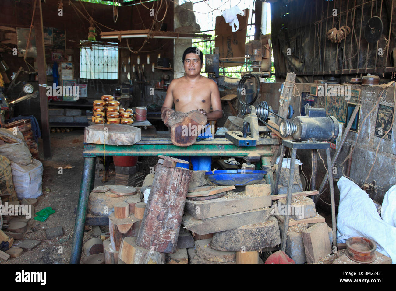 Wood Artisan, Masaya, Nicaragua, Central America Stock Photo