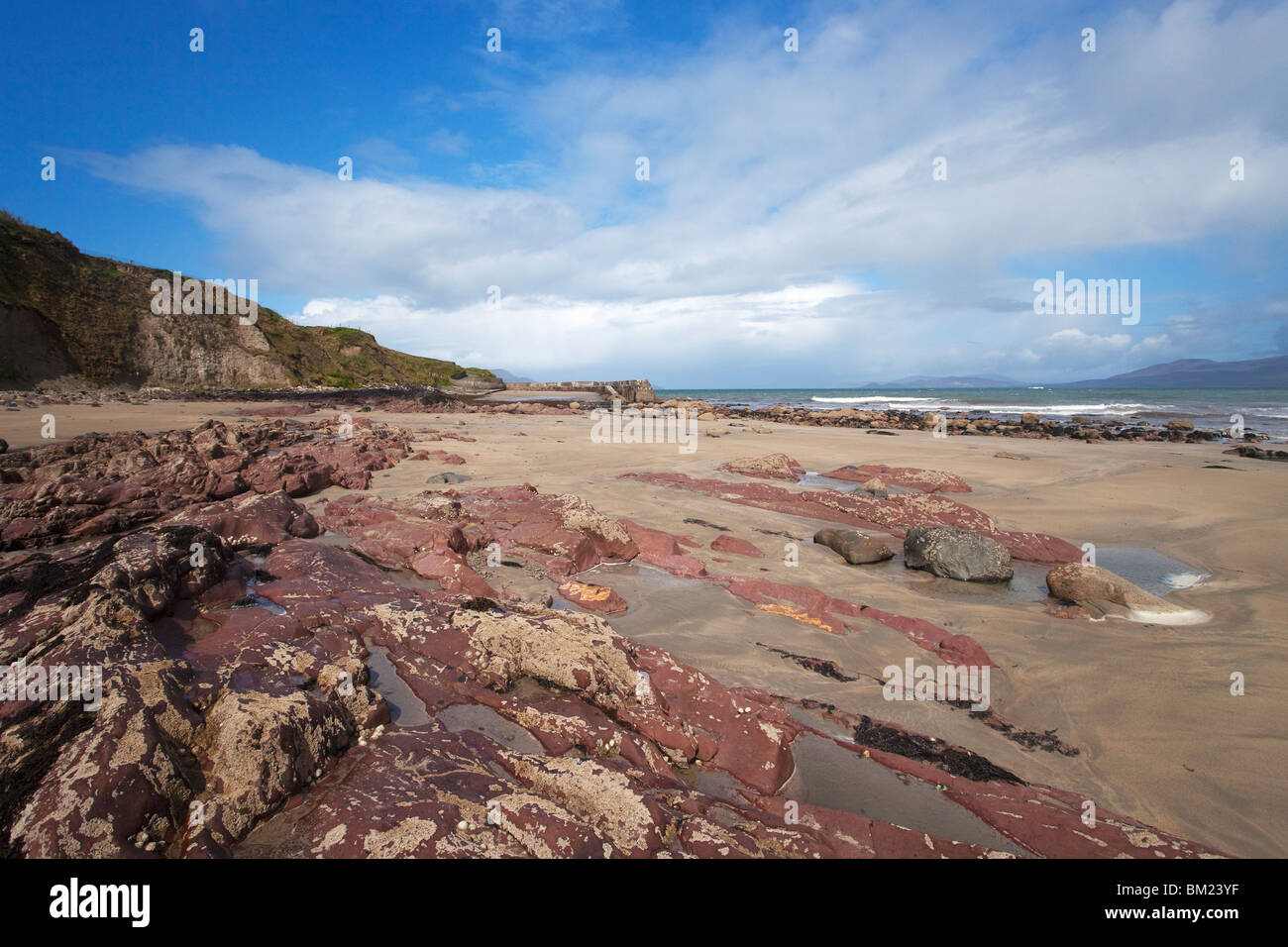 Rock formations on the beach, Louisburgh, County Mayo, Republic of Ireland Stock Photo