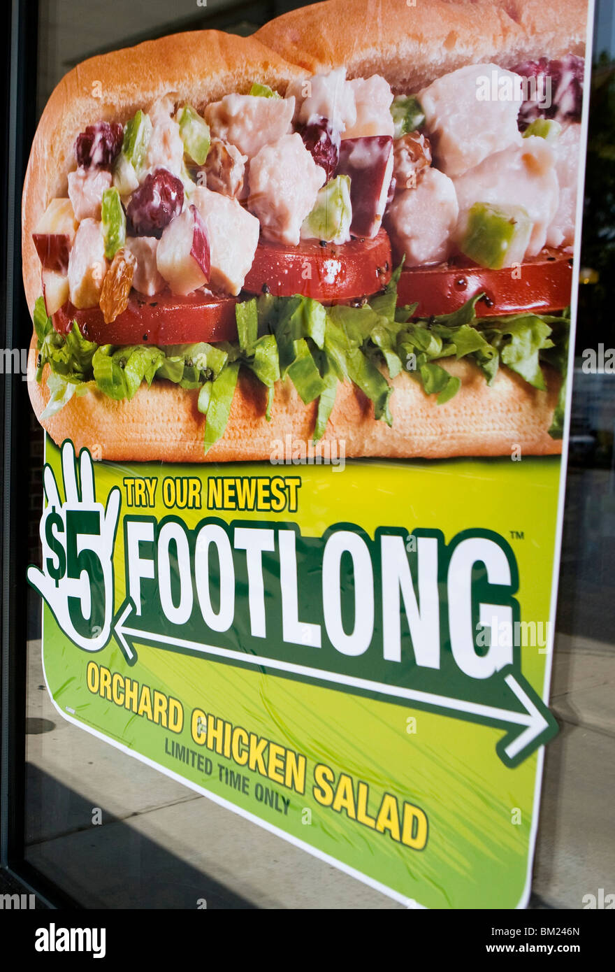 A Subway '$5 Footlong' sign.  Stock Photo