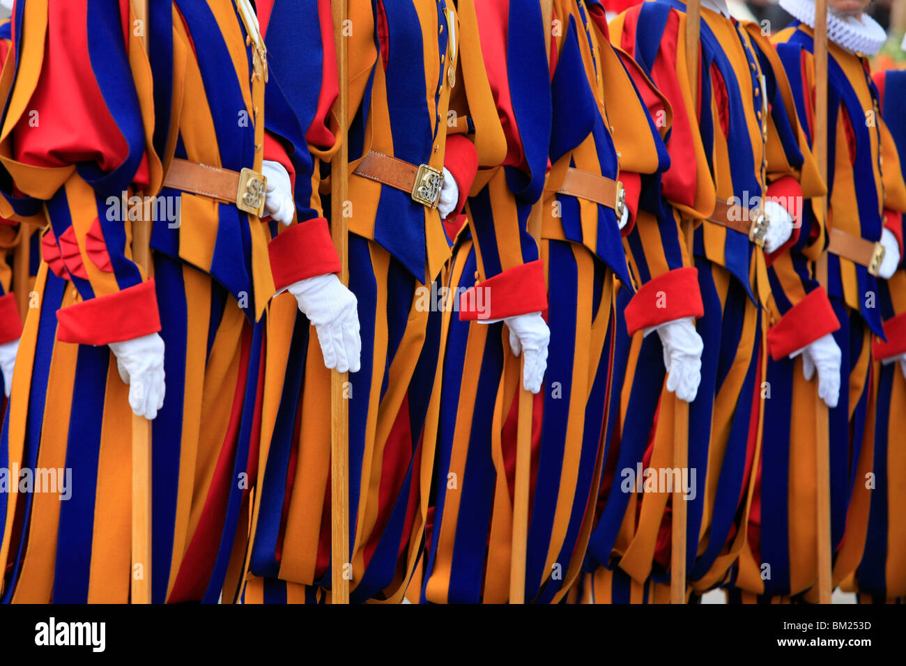 Swiss Guards parading, Vatican, Rome, Lazio, Italy, Europe Stock Photo