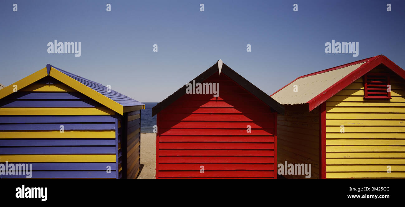 Row of beach huts, Melbourne, Victoria, Australia, Pacific Stock Photo