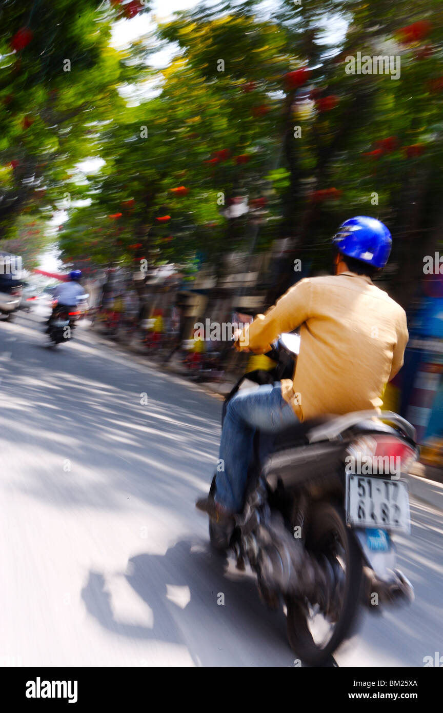 Motorbike on Ho Chi Minh Boulevard during Tet, Vietnam, Indochina