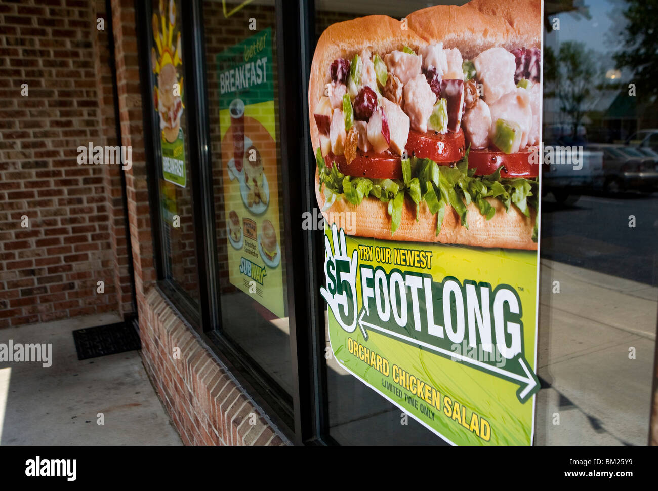 A Subway '$5 Footlong' sign.  Stock Photo