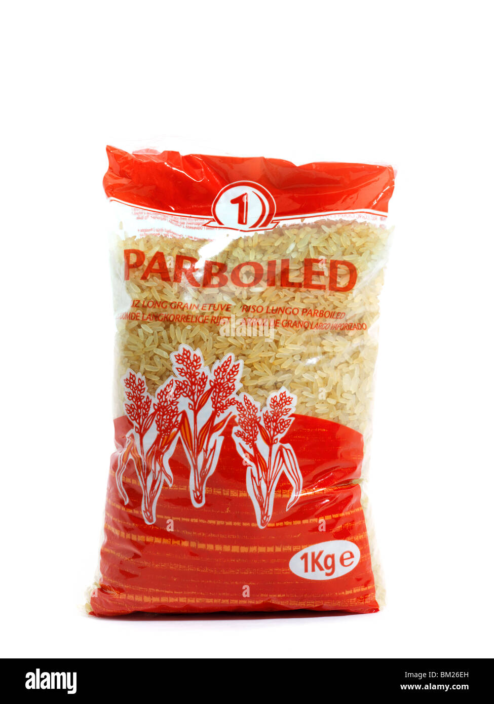 Bag of Parboiled Rice Stock Photo