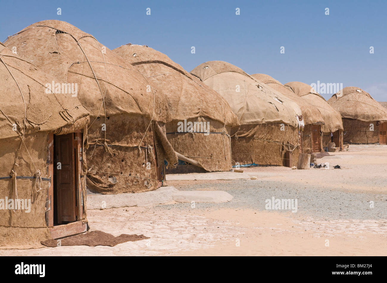 Ayaz-Qala yurt camp, Karakalpakstan, Uzbekistan, Central Asia Stock Photo