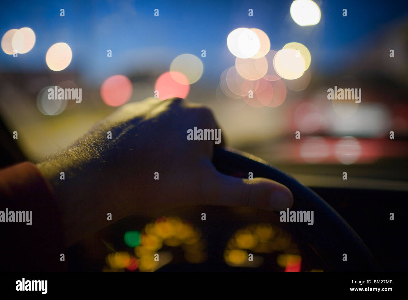 Man's hand on a car steering wheel, Seville, Spain Stock Photo Alamy