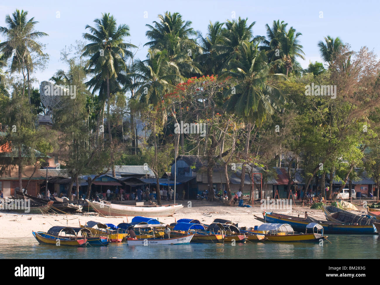 Wooden boat on coast, Havelock Island, Andaman Islands, India, Indian Ocean, Asia Stock Photo