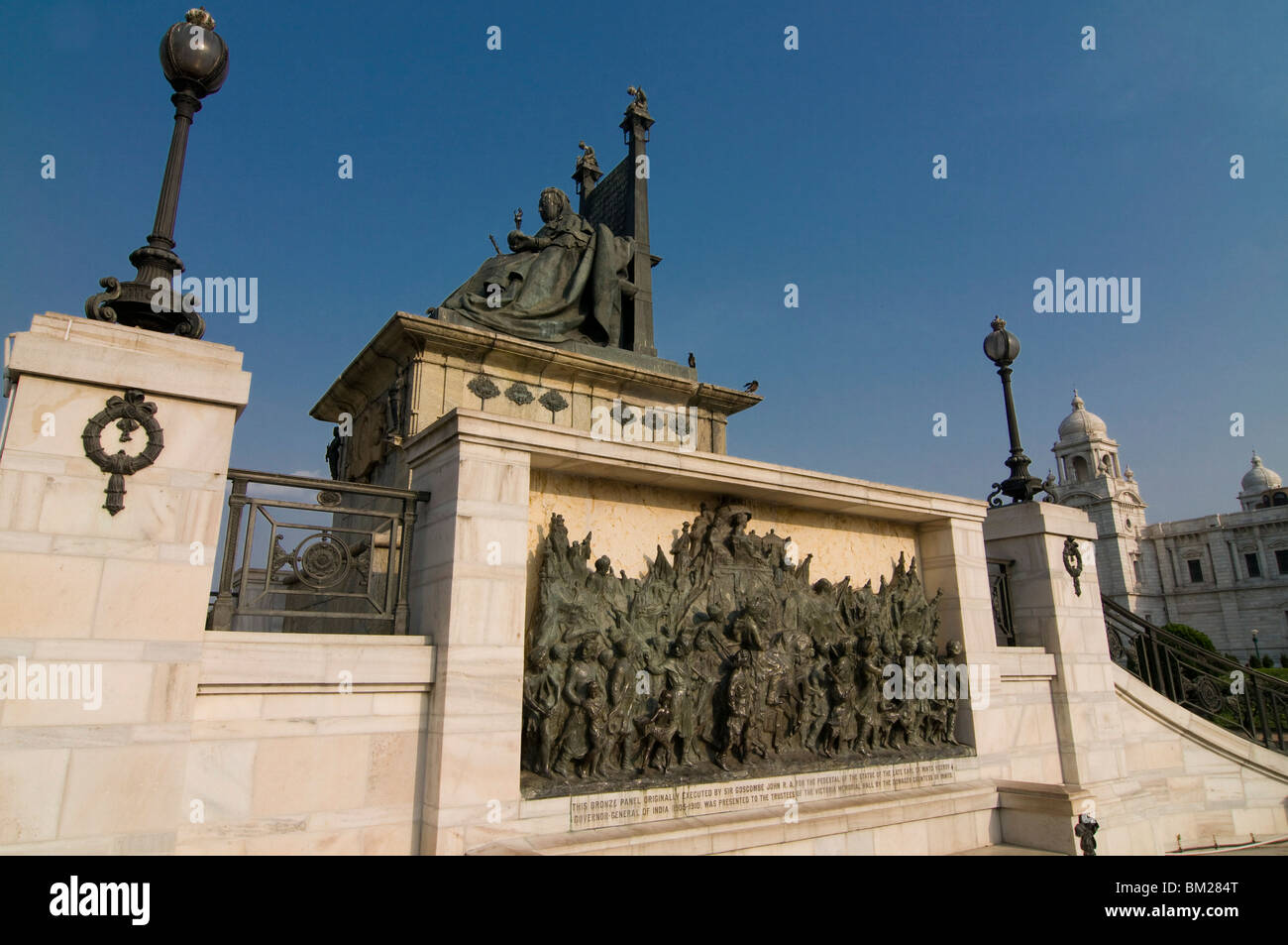 Statues at the imposing Victoria Monument, Kolkata, West Bengal, India, Asia Stock Photo