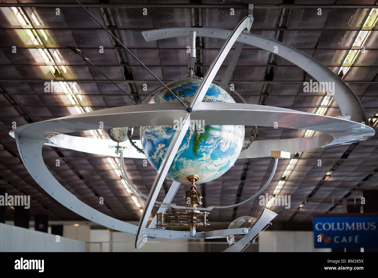 Globe with World Time, Orly Airport, Paris, France Stock Photo