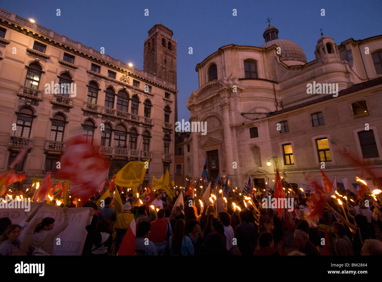 Torchlight procession during school protest in 2007 in Campo San