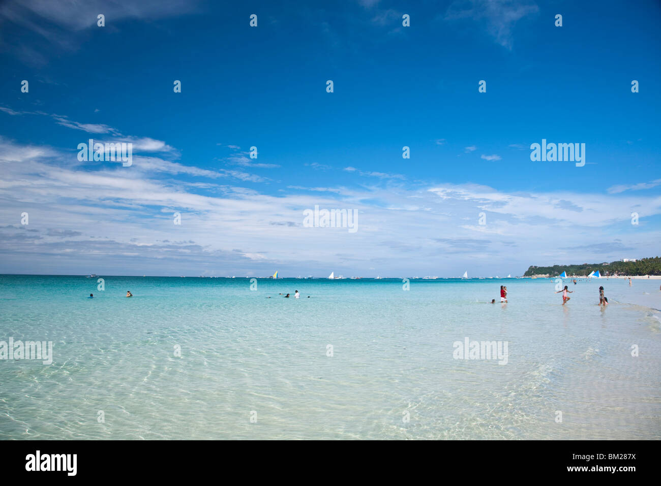 White Beach, one of the best white sand beaches in the world, Boracay, Aklan, Philippines, Southeast Asia Stock Photo