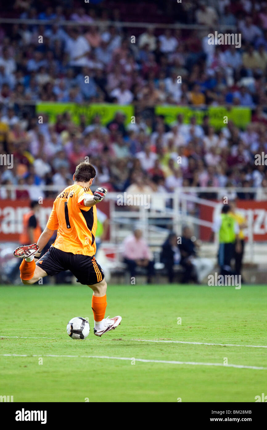 Iker Casillas about to perform a goal kick. Stock Photo