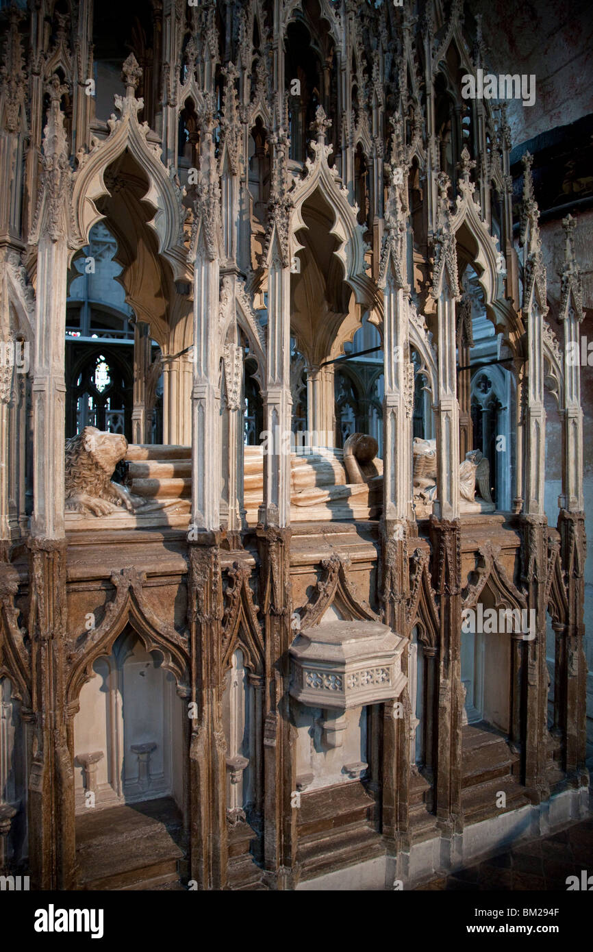 Tomb of King Edward II, died 1327, Gloucester Cathedral, Gloucester, Gloucestershire, UK Stock Photo
