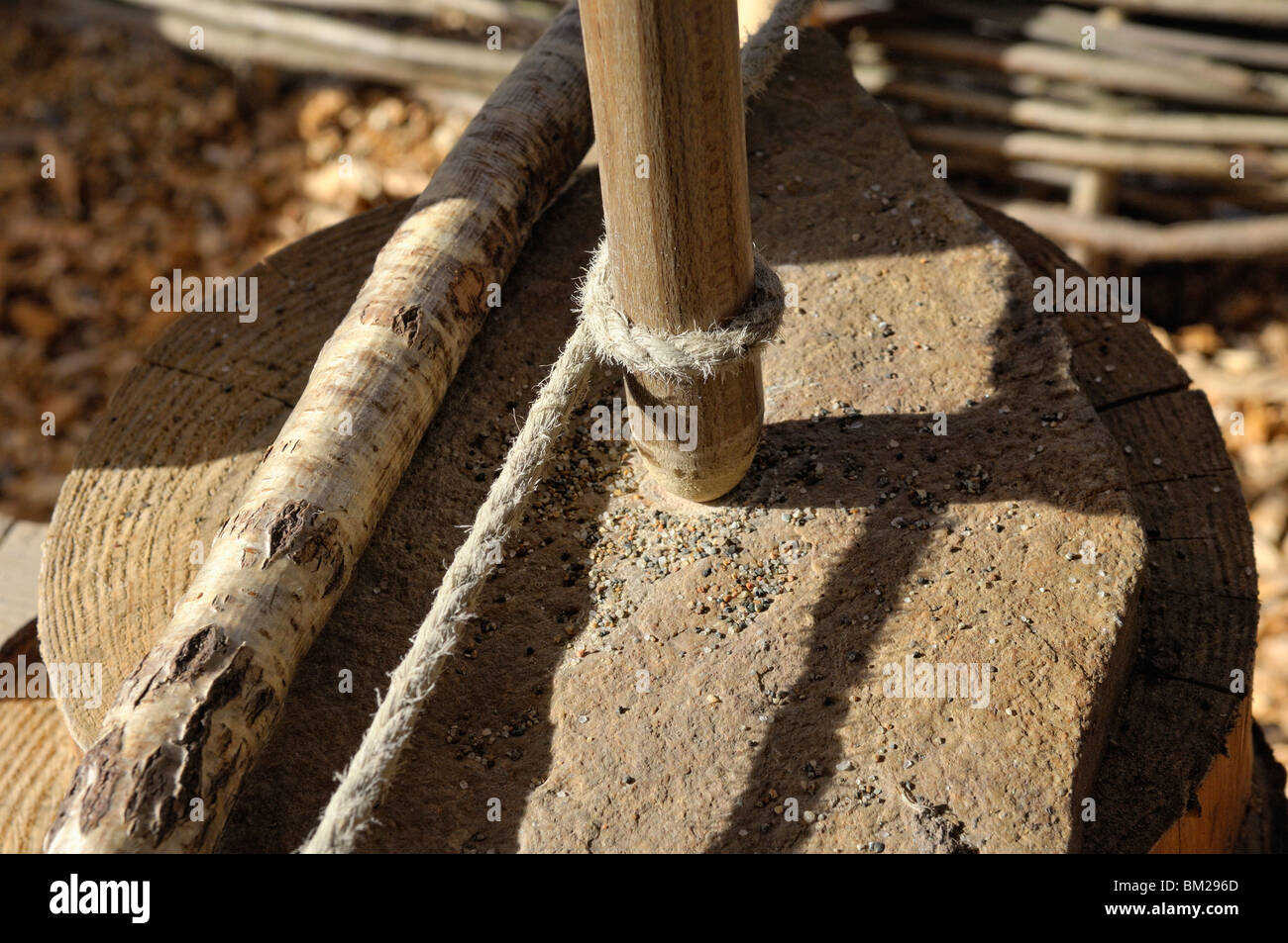 Ancient drill for boring a hole in a stone using a bow and sand The