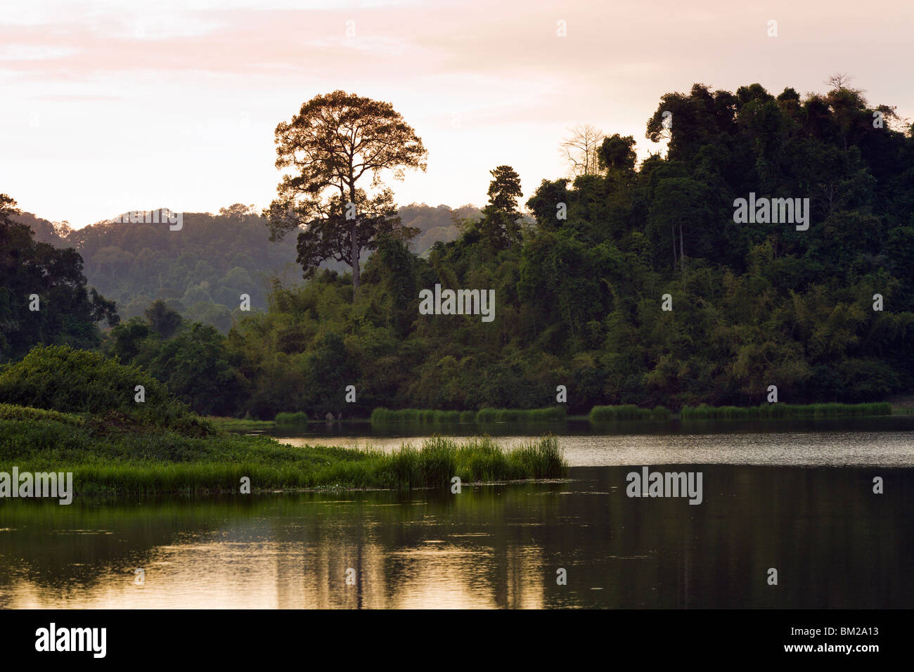 Sunset over Crocodile Lake deep inside Cat Tien National Park. Stock Photo