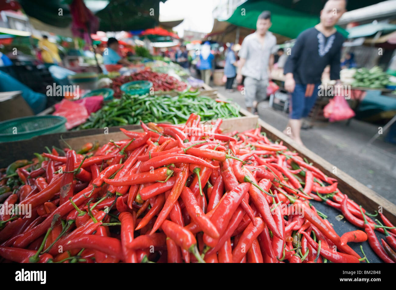 Chili peppers, Pudu market, Kuala Lumpur, Malaysia, Southeast Asia Stock Photo