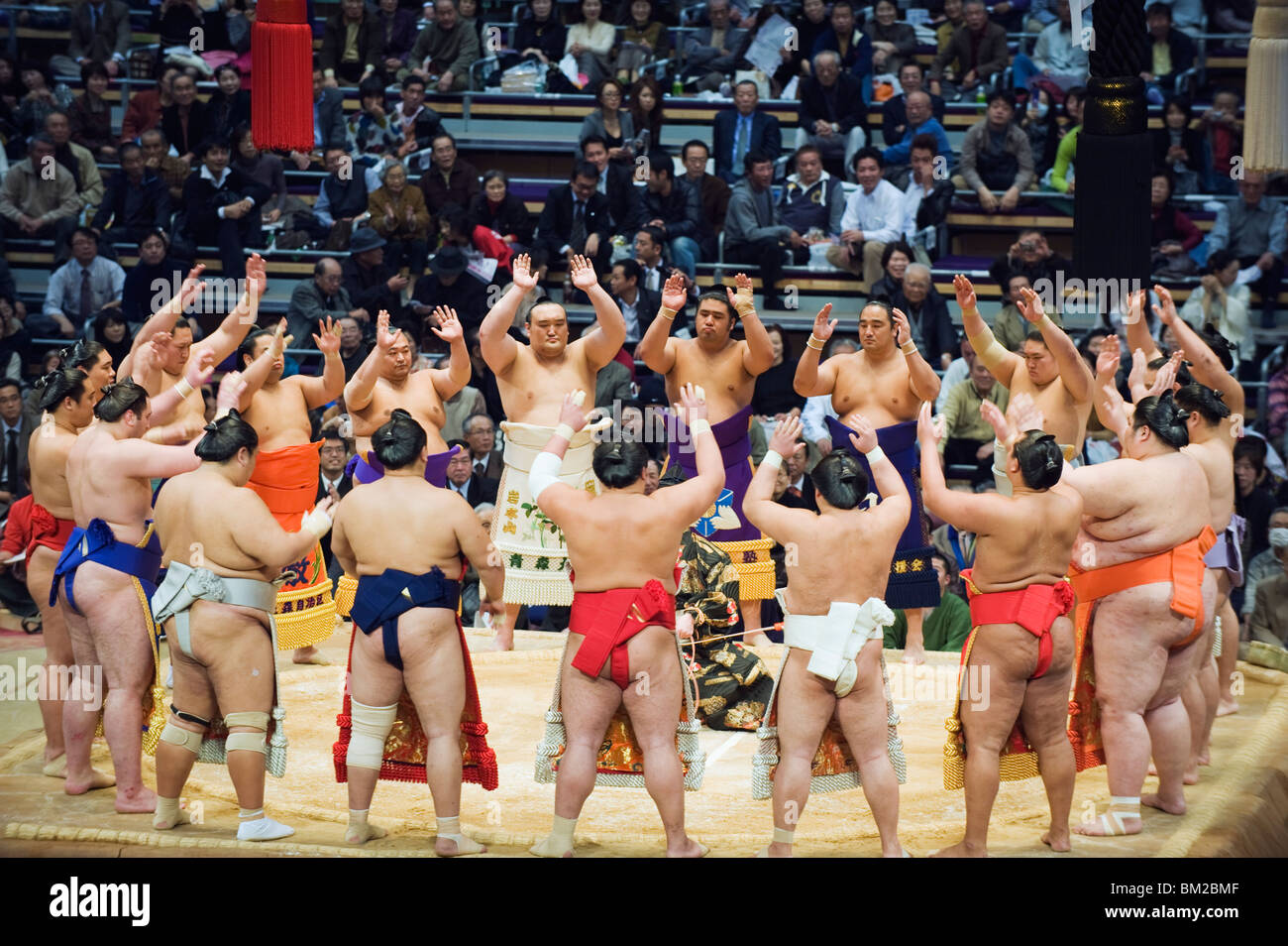 Fukuoka Sumo competition, entering the ring ceremony, Kyushu Basho