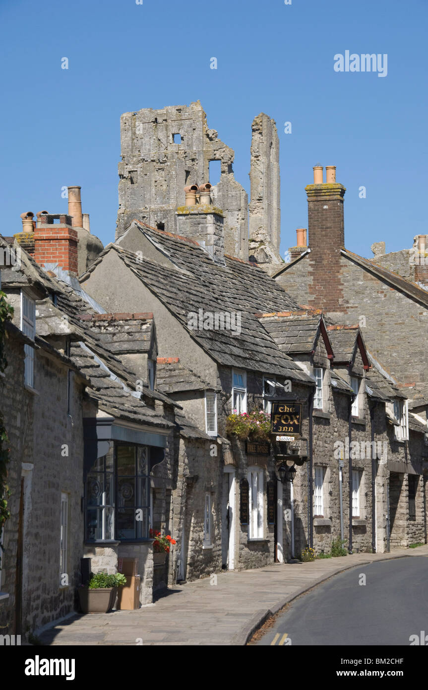 Corfe village and castle, Dorset, UK Stock Photo Alamy