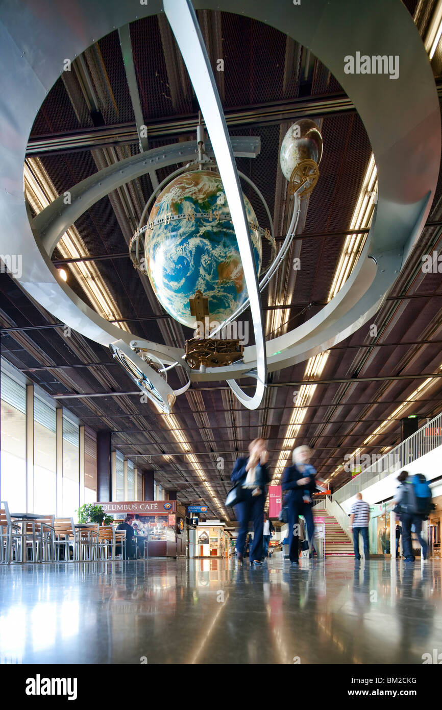 Globe with World Time, Orly Airport, Paris, France Stock Photo