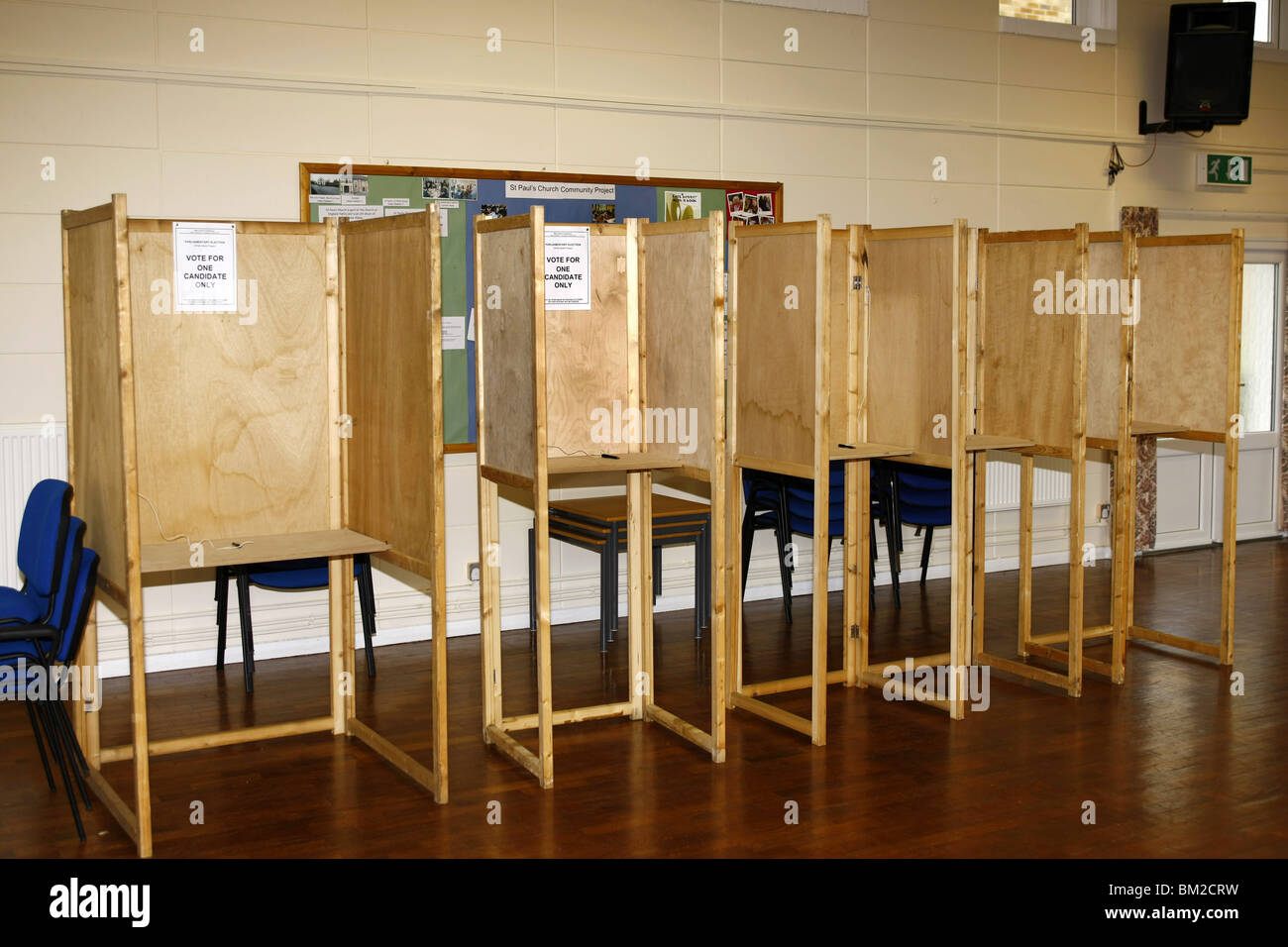Voting booths set up for voters to make their mark in secret on the
