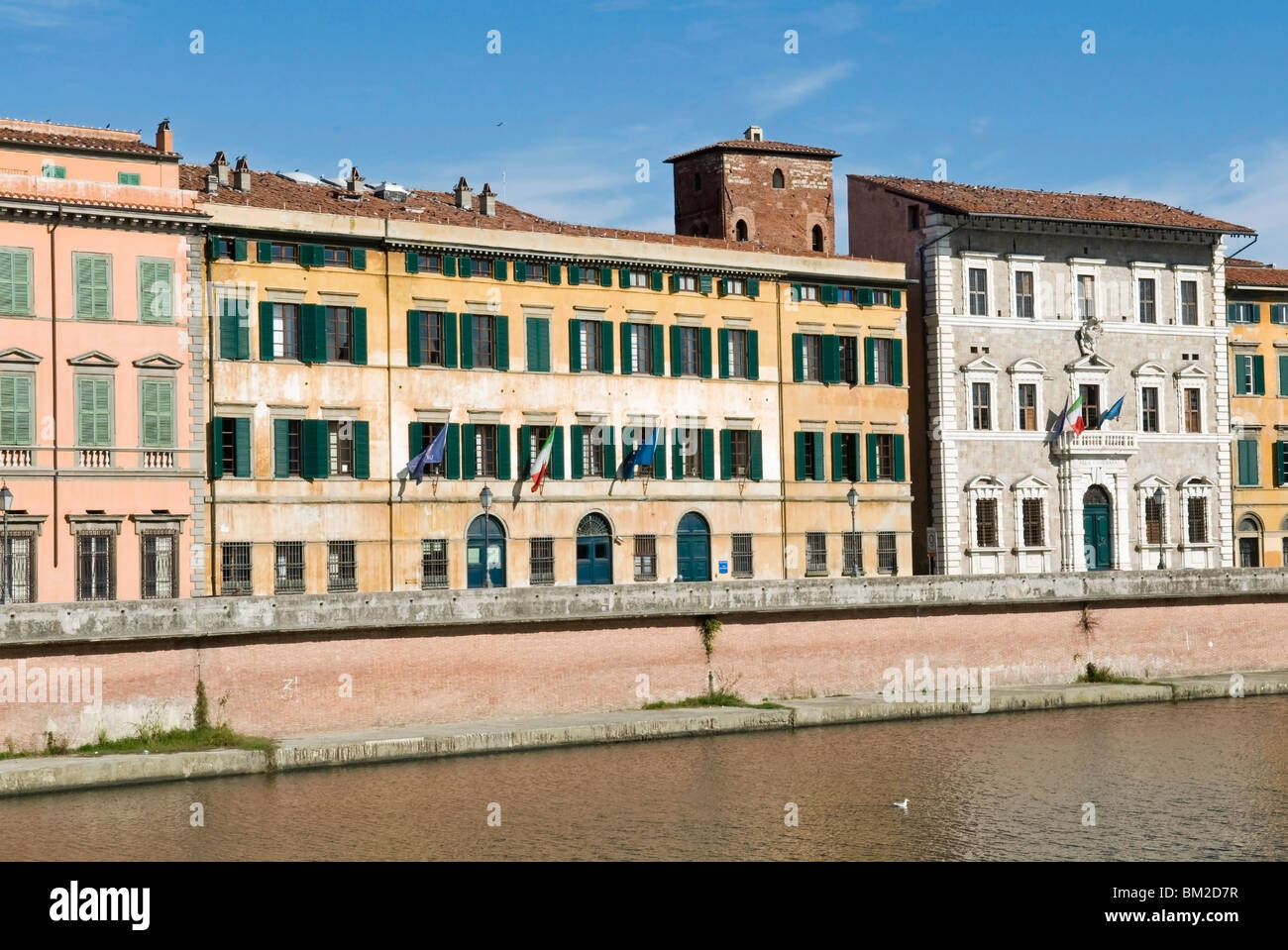 Lungarno Pacinotti, Arno River, Pisa, Tuscany, Italy Stock Photo