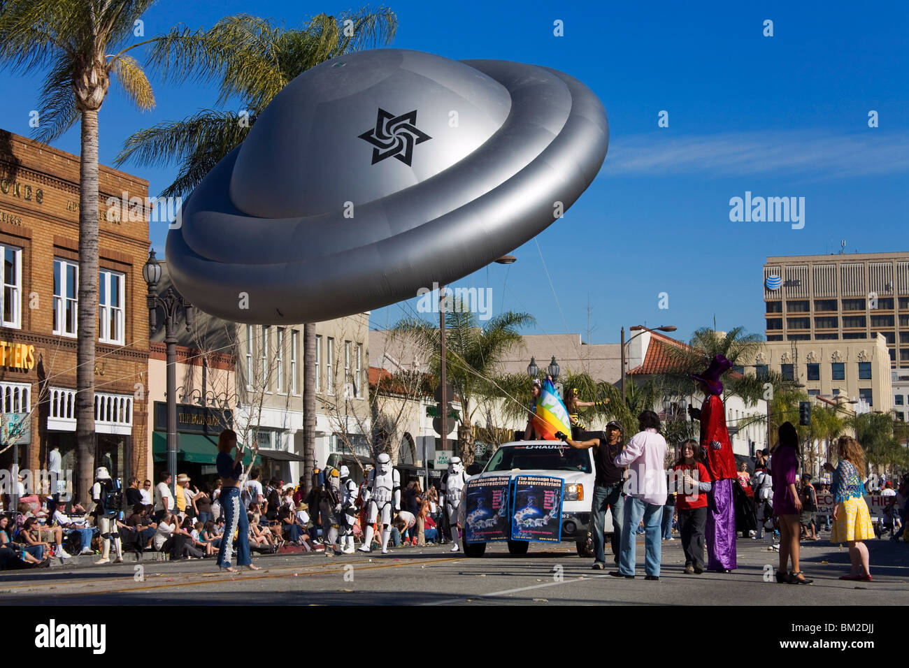 Spaceship, Doo Dah Parade, Pasadena, Los Angeles, California, USA Stock Photo