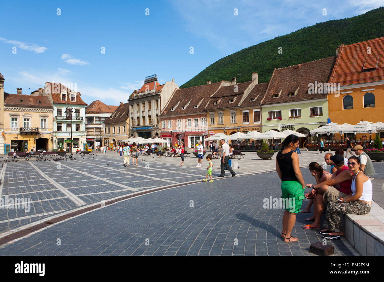 Sfatului Square, Brasov, Transylvania, Romania Stock Photo