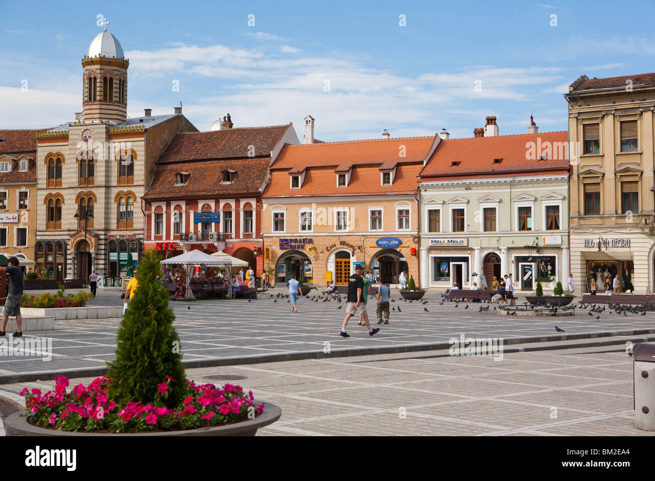 Sfatului Square, Brasov, Transylvania, Romania Stock Photo