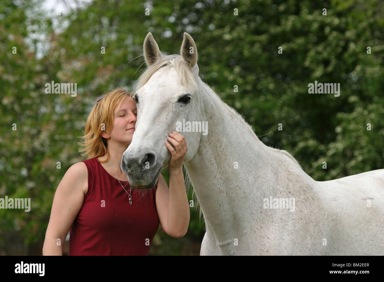 Frau Mit Pferd Woman With Horse Stock Photo Alamy