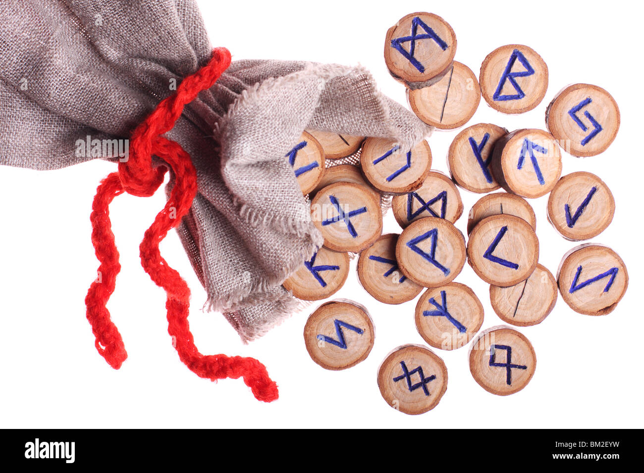 runes and pouch isolated on white background Stock Photo - Alamy