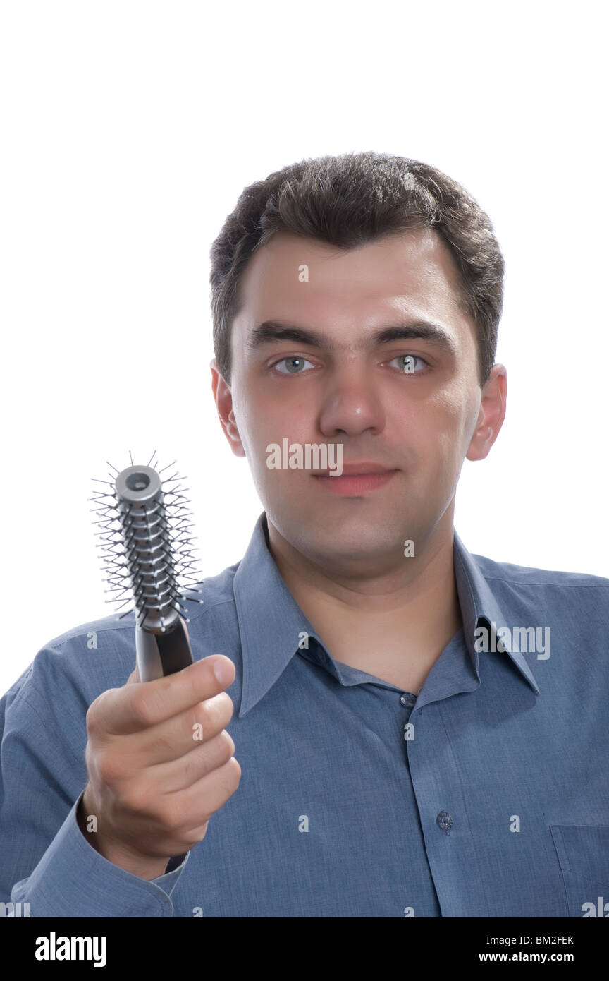 people on white - men with comb Stock Photo - Alamy
