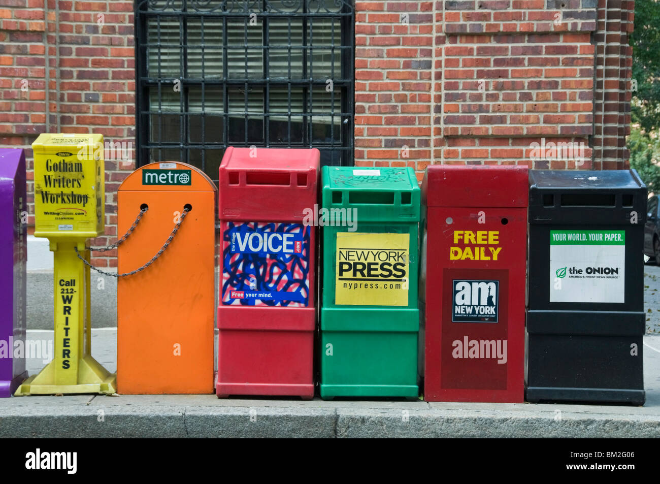 A selection of New York newspapers on sale in Manhattan, New York, USA Stock Photo