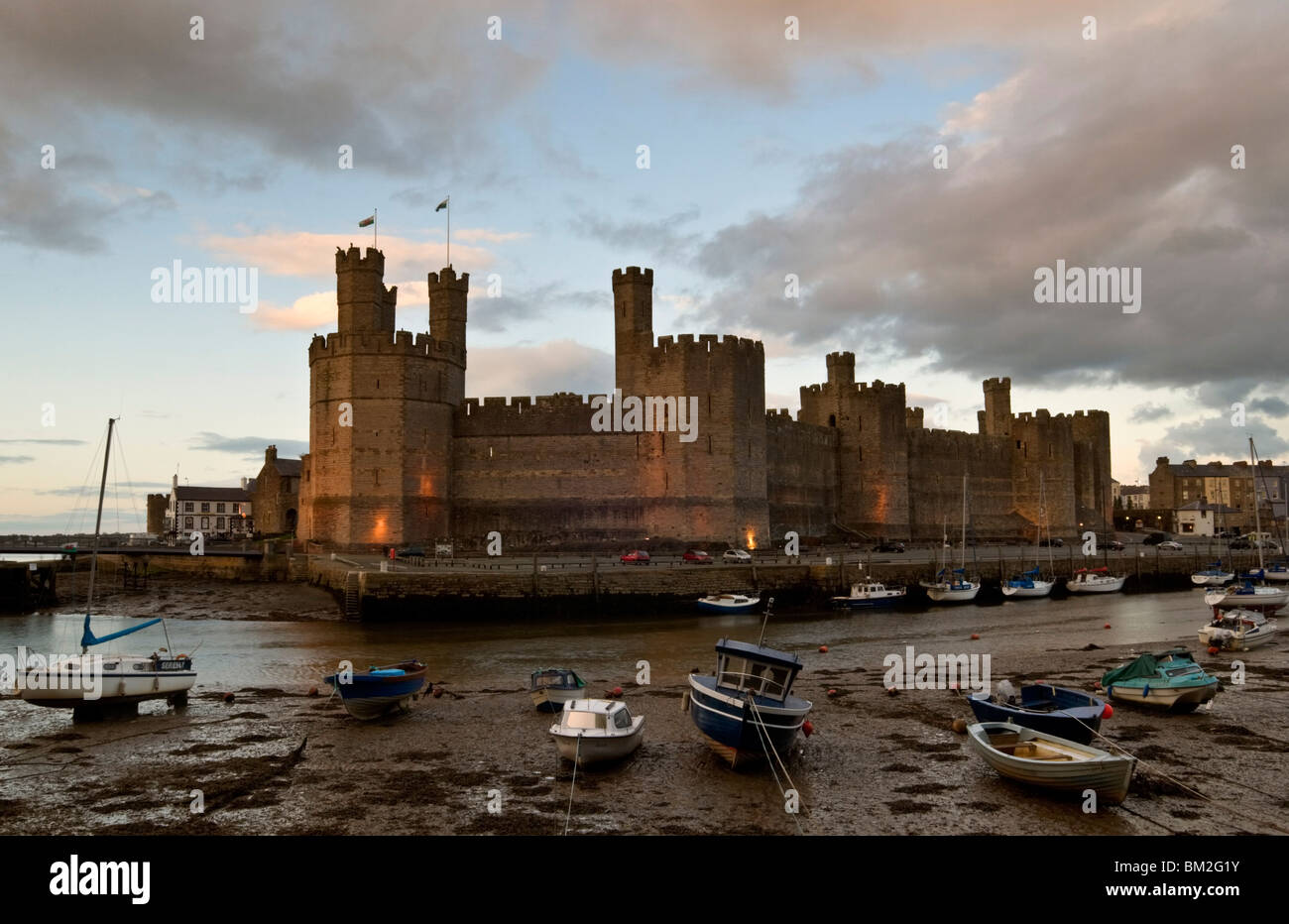 Caernarfon Castle, Caernarfon, UNESCO World Heritage Site, Wales, UK Stock Photo