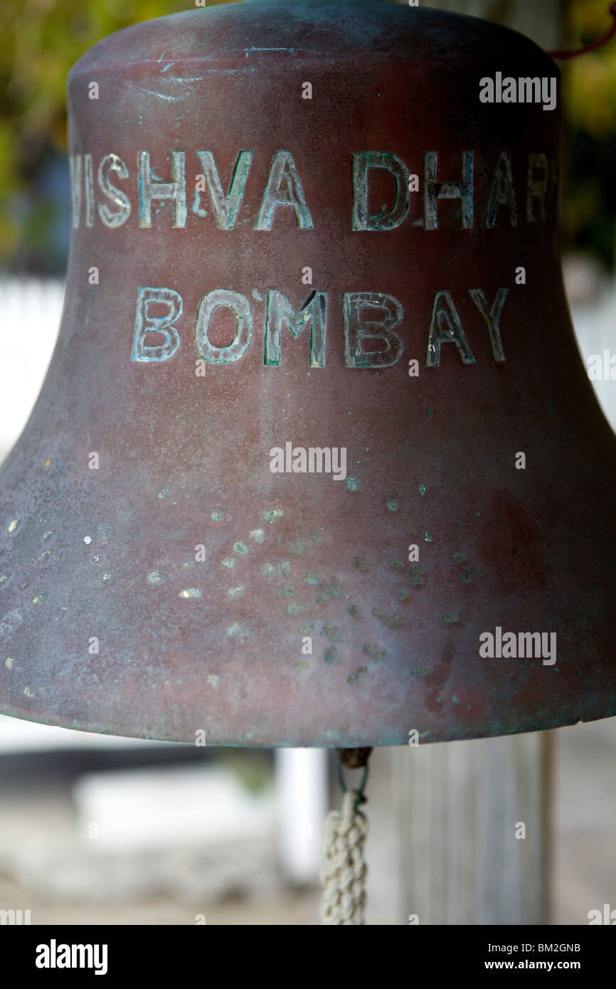An old iron ship's bell from a boat from Bombay hanging in Man O War