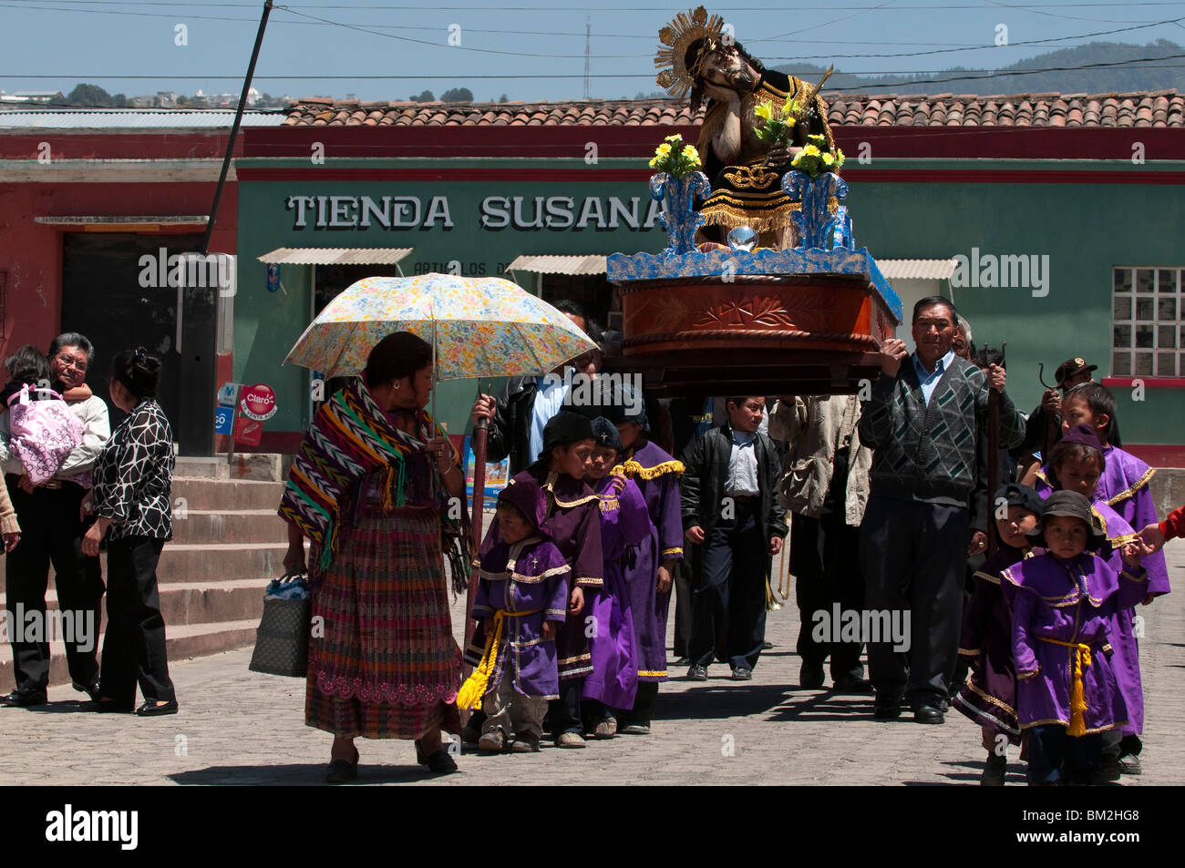 Easter Procession, San Cristobal Totonicapan, Guatemala. Stock Photo