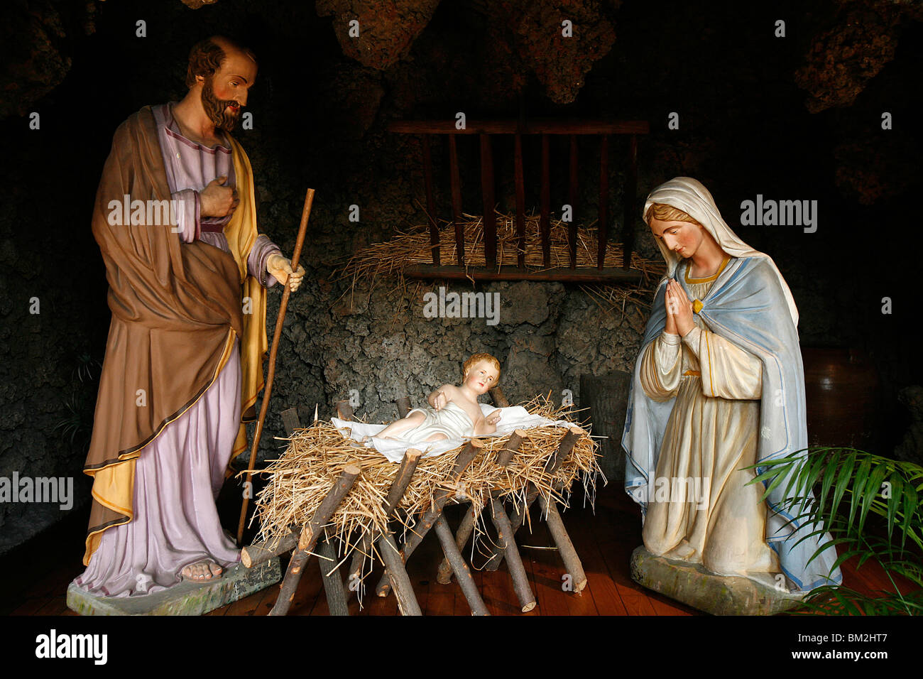 Nativity crib, Lyon, Rhone, France Stock Photo Alamy
