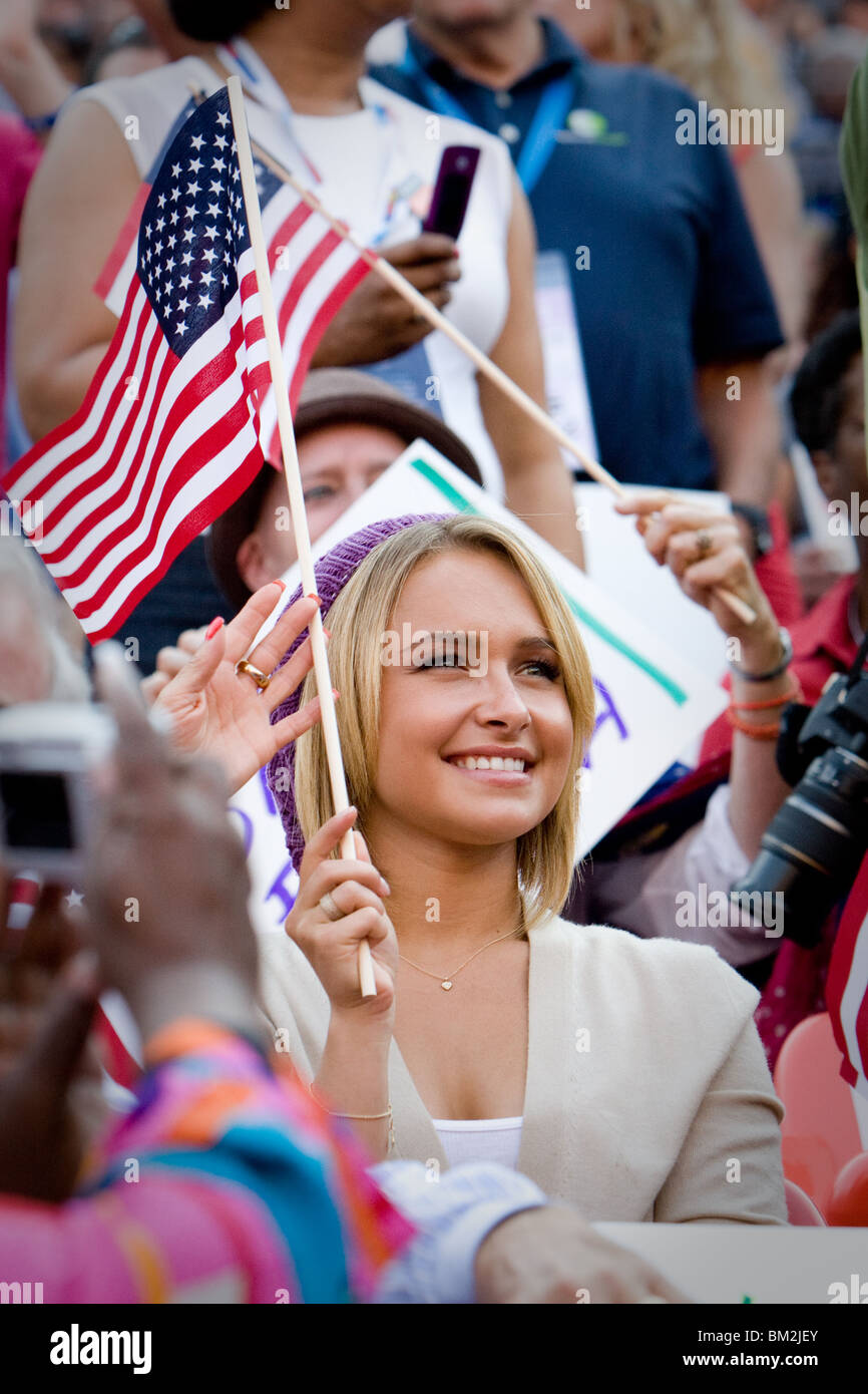 Hayden Panettiere with American Flag Stock Photo