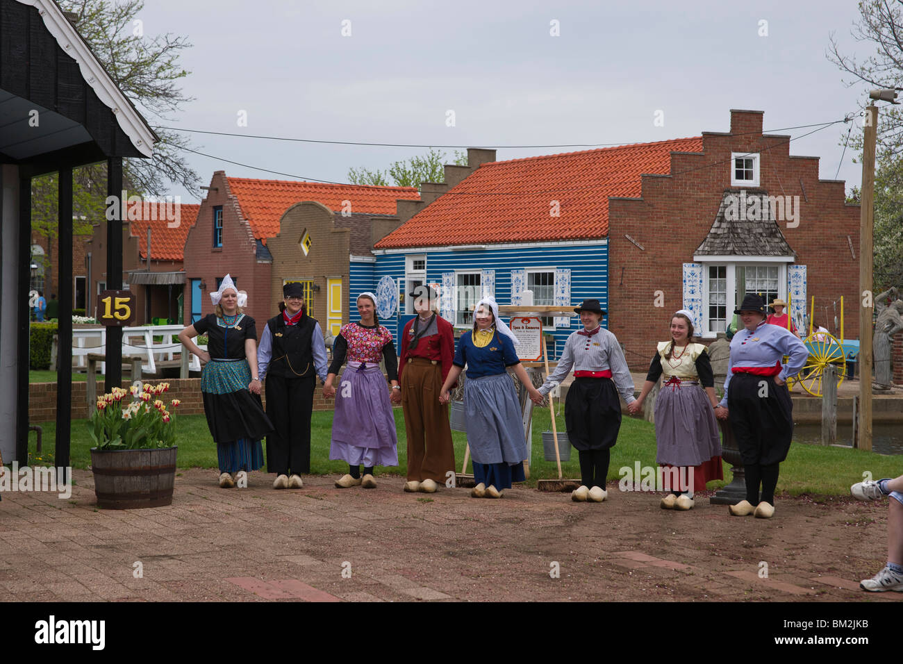 Traditional Dutch dancers performing in Netherlands Village Holland