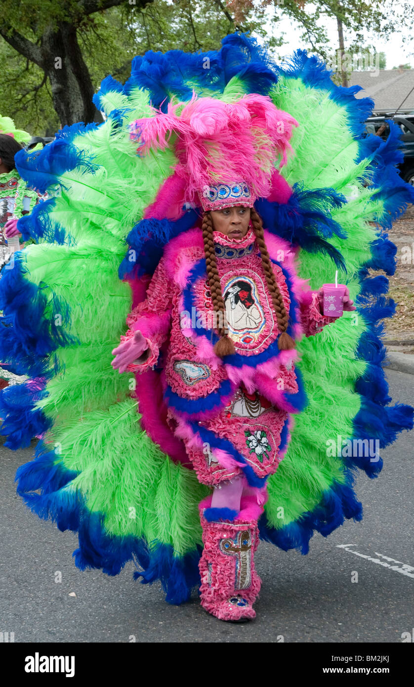 Mardi Gras Indians show off their beaded suits at JazzFest