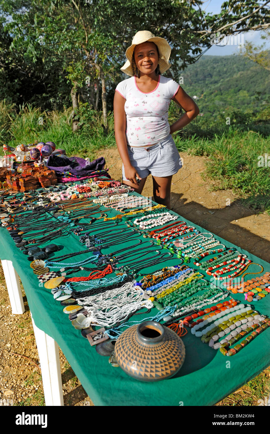 Native female Honduran sells jewelry Isla Roatan Honduras Central 