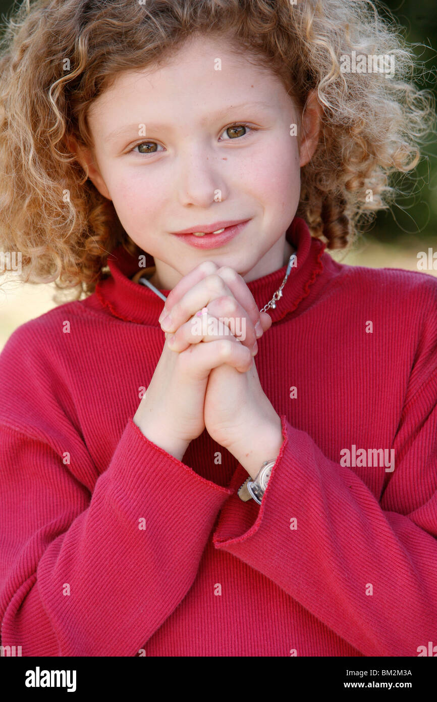Praying child, France Stock Photo