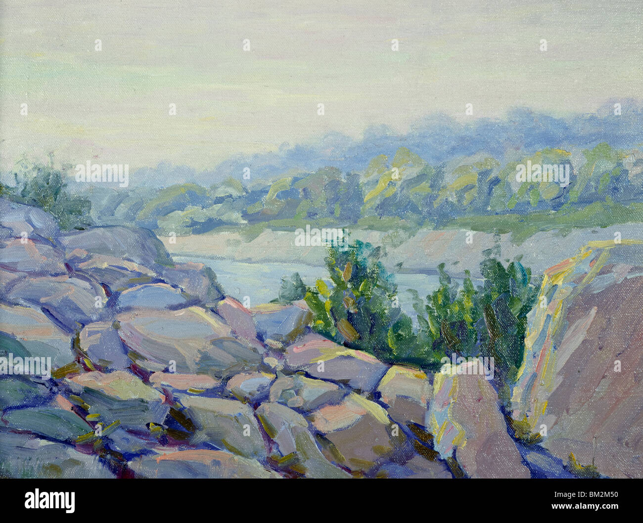 River's Edge,  artist unknown,  oil on canvas,  (20th C),  USA,  Pennsylvania,  Philadelphia,  David David Gallery Stock Photo
