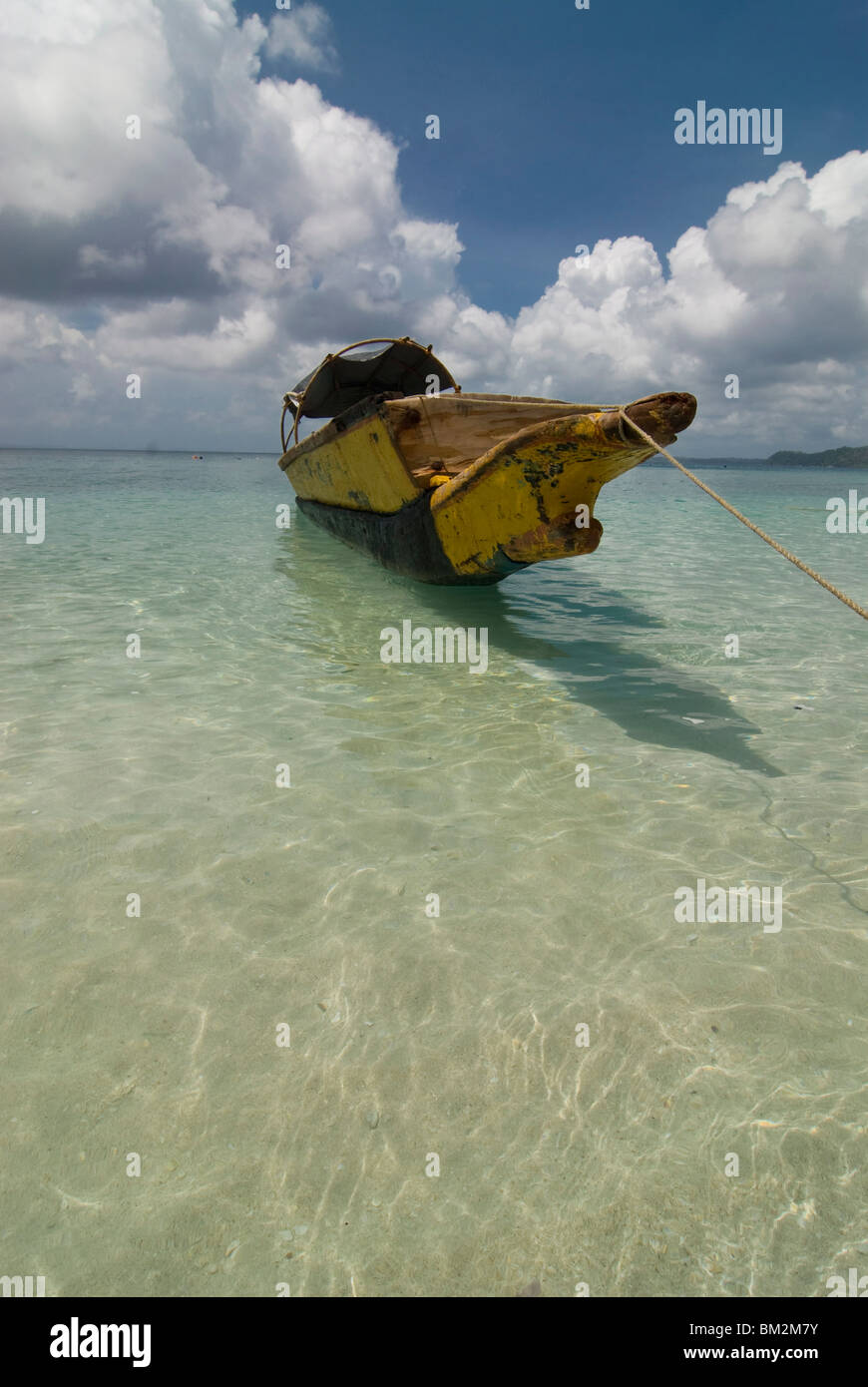 Traditional boat off Havelock Island, Andaman Islands, Indian Ocean, India Stock Photo