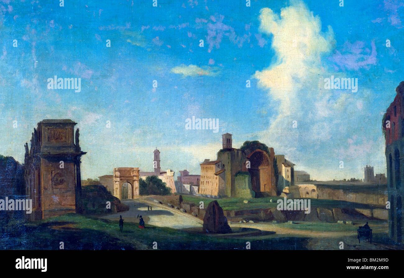 Roman Ruins by Ippolito Caffi,  Painting,  (1809-1866),  USA,  Pennsylvania,  Philadelphia,  David David Gallery Stock Photo